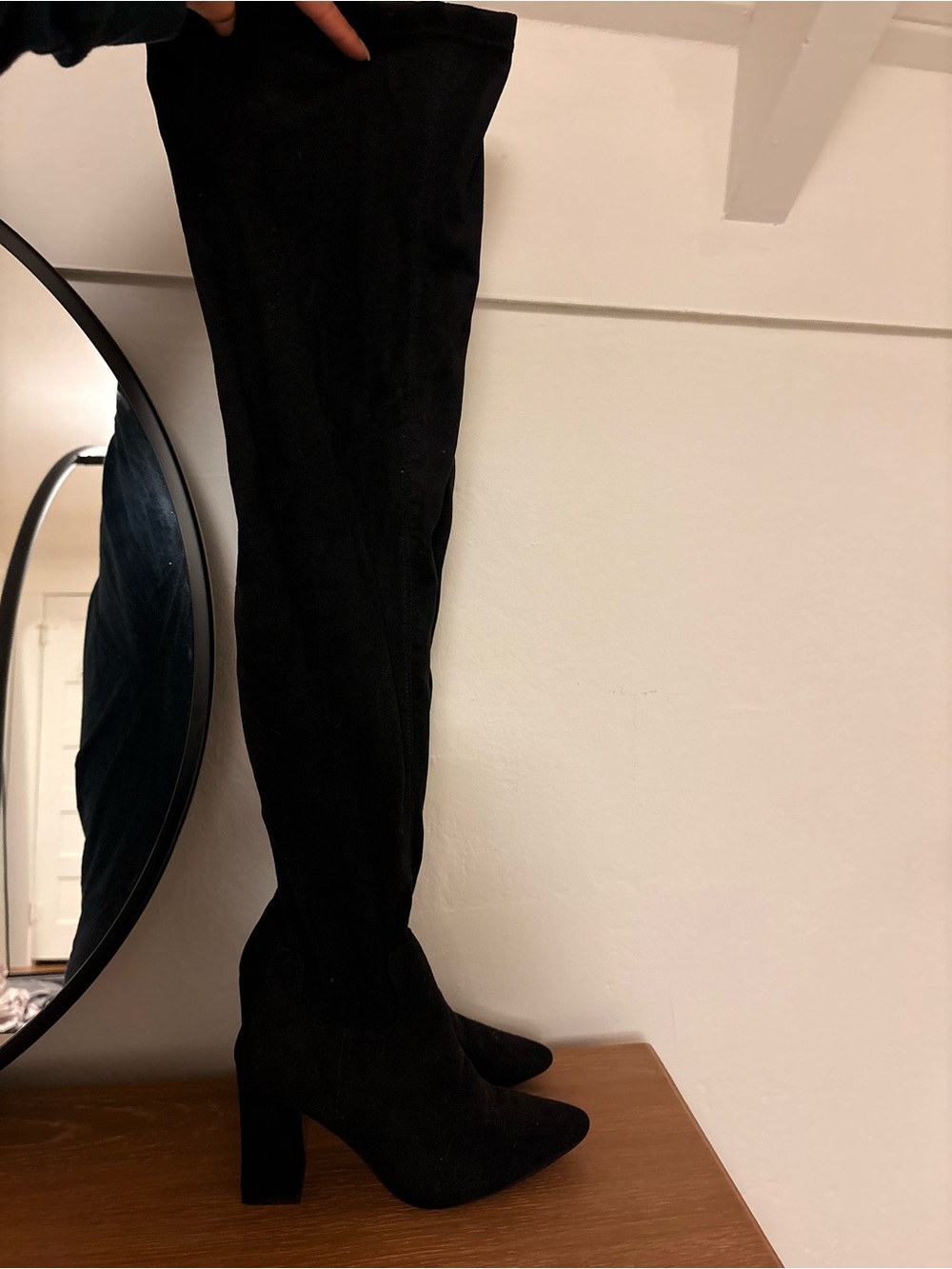 ASOS Black Over-the-Knee Block Heel Boots